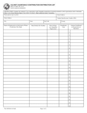 CG DIST CHARITABLE CONTRIBUTION DISTRIBUTION LIST in Gov in  Form