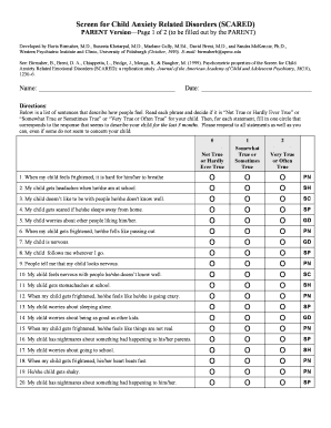 SCARED Parent Version University of Pittsburgh Department of Psychiatry Pitt  Form