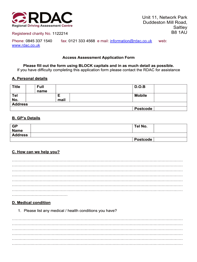 Rdac Application Form