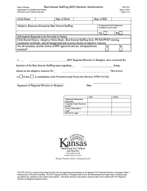  Ks Dcf Best Interest Staffing Form 2015