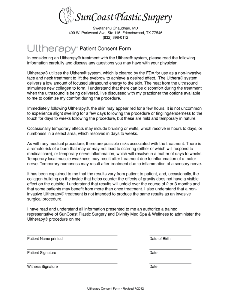  Ultherapy Consent Form 2012-2024