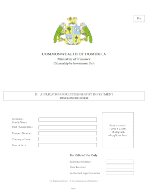 Citizenship by Investment Disclosure Form D1