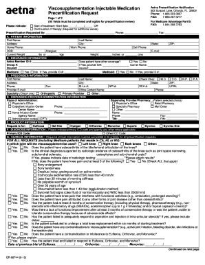 Aetna Viscosupplementation Form