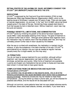 Consent Form Retina Center of Oklahoma Sam S Dahr MD