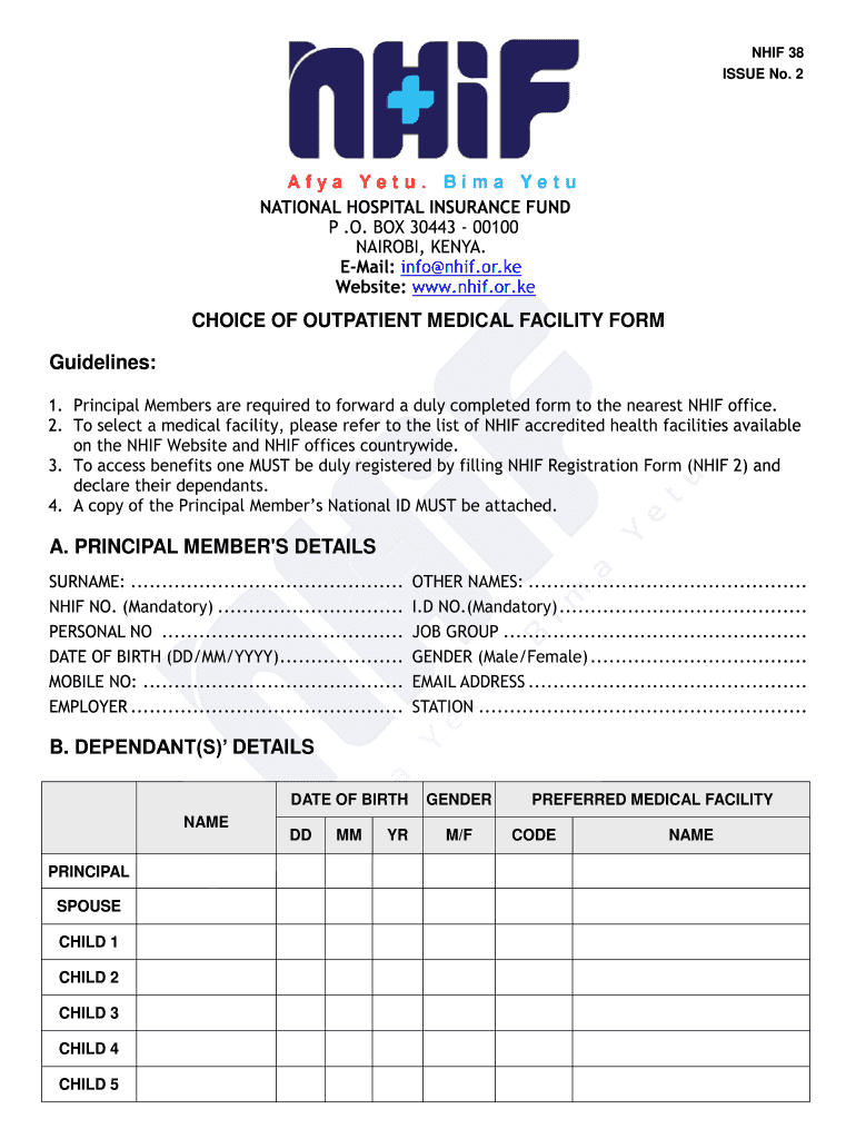Nhif Outpatient Registration Online  Form