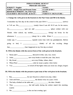 Fill in the Blanks with Suitable Tenses with Answers PDF  Form