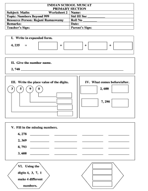 Numbers Beyond 999  Form