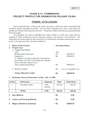 Project Profile for Gramodyog Rojgar Yojana  Form