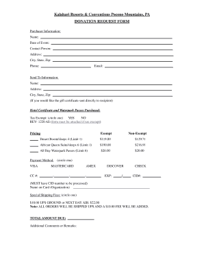 Kalahari Donation Request  Form
