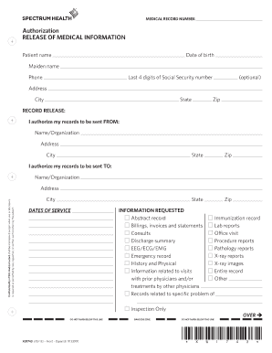 Release of Information ROI Form Spectrum Health Laboratory D2xk4h2me8pjt2 Cloudfront