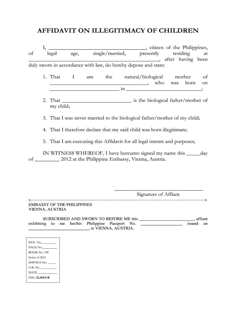 Affidavit of Illegitimacy  Form
