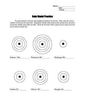 Bohr Model Worksheet PDF  Form