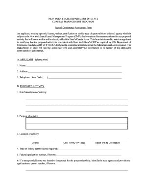 Federal Consistency Assessment Form FCAF New York State