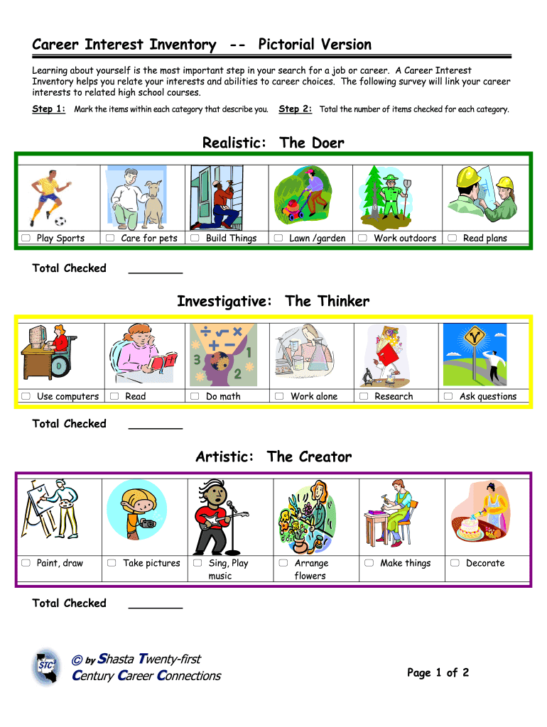 Career Interest Inventory Pictorial Version  Form