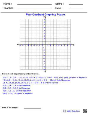 Four Quadrant Graphing Puzzle Answer Key  Form