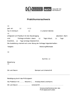 Praktikumsbescheinigung Vorlage Word  Form