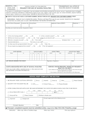 Request for Use of School Facilities the School District of  Form