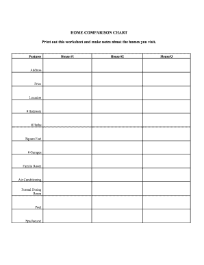 Home Comparison Chart  Form