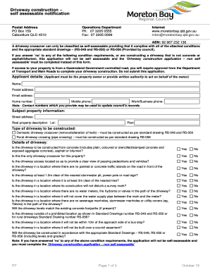 Driveway Construction Self Assessable Notification Moreton Bay Bb  Form