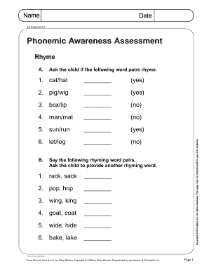Two Peas Phonological Awareness Assessment  Form