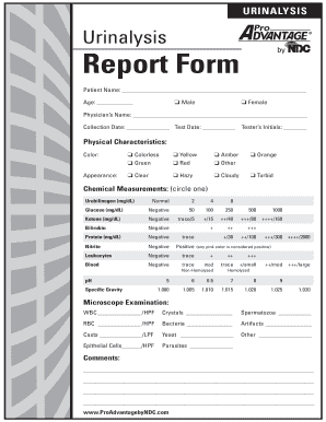 Urine Report Form PDF Pro Advantage