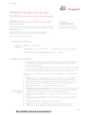  Vanguard 403b7 Single Distribution Request Excluding Hardship Withdrawals Take a Distribution from Your Vanguard 403b7 Individua 2015-2024