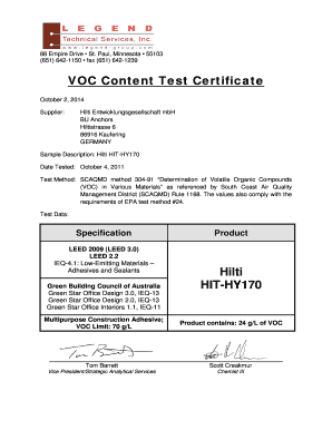 Hilti Test Certificate  Form