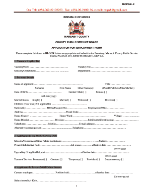 Marsabit County Public Service Board  Form
