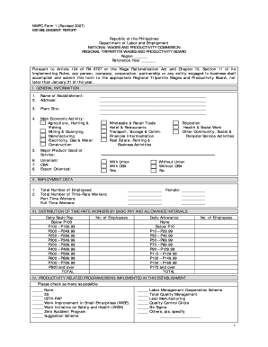 Nwpc Form 1 Establishment Report