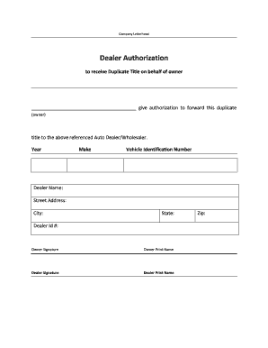 Dealer Authorization Form