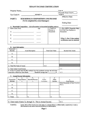 TENANT INCOME CERTIFICATION Louisiana Housing Corporation  Form