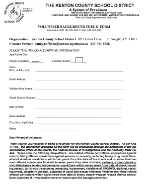 Volunteer Form Kenton County Schools Kenton K12 Ky