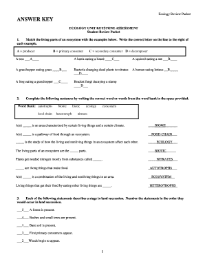 Ecology Packet Answer Key  Form