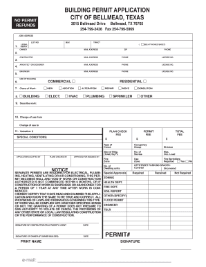 City of Bellmead Permits  Form