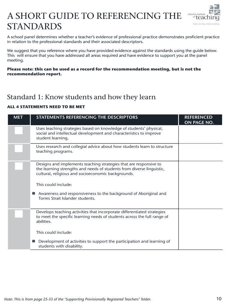 A SHORT GUIDE to REFERENCING the STANDARDS  Form