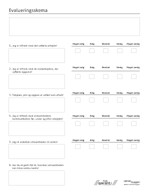 Evalueringsskema Skabelon  Form