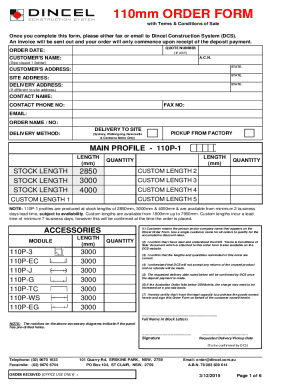 Dincel Order Form