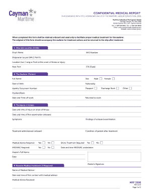 CONFIDENTIAL MEDICAL REPORT Cayman Islands Shipping  Form