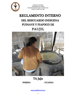 REGLAMENTO INTERNO DEL RESGUARDO INDIGENA PUINAVE Y PIAPOCO DE PAUJIL Portalinfantil Mininterior Gov  Form