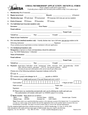 Amesa Membership Form