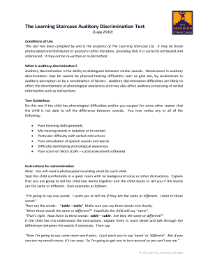 The Learning Staircase Auditory Discrimination Test  Form