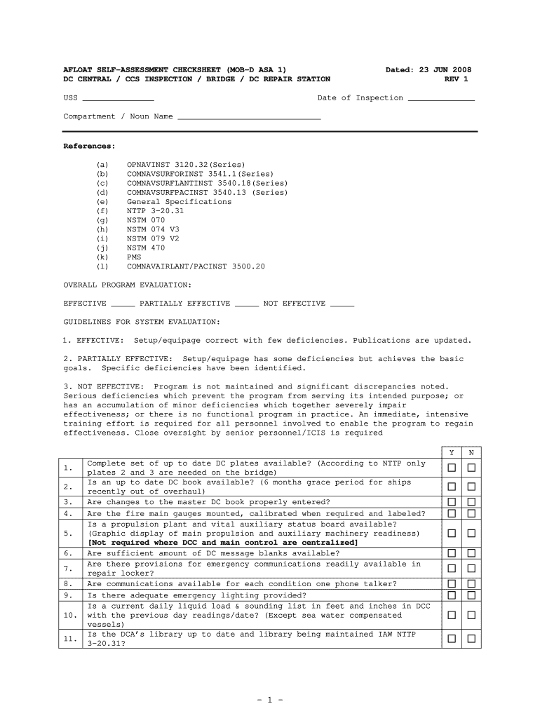  AFLOAT SELF ASSESSMENT CHECKSHEET MOB D ASA 1  Dcfpnavymil 2009-2024