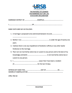 Uganda Marriage Certificate PDF  Form