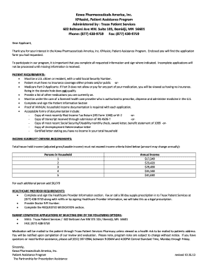 Kowa Pharmaceuticals Patient Assistance Program  Form