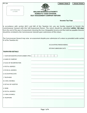 Self Assessment Company Returnpdf Malawi Revenue Authority  Form