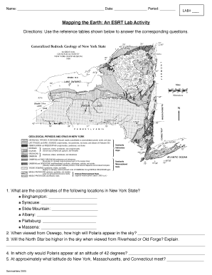 Mapping the Earth an Esrt Lab Activity  Form