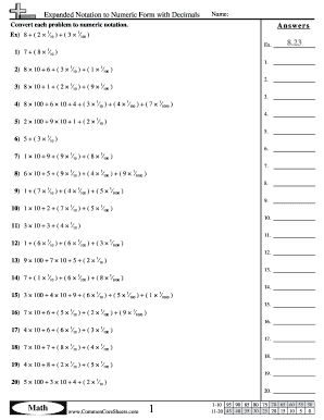 Numeric Form to Expanded Notation with Decimals