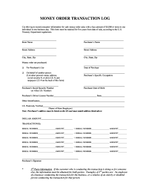  Money Order Log 2014-2024