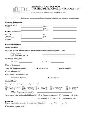 Hdc Contractor Registration Form