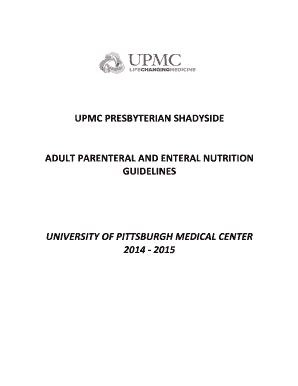 Upmc Presbyterian Shadyside Adult Parenteral and Enteral Nutrition  Form